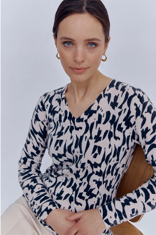 ABICOLOR TWO TONE GEOMETRIC PRINT SWEATER