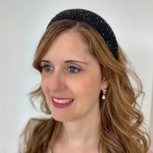 Black Sparkly Headband Wide Beaded Hair Band