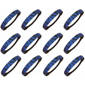 Blue Zebra Glitter Headbands - 12 Pack