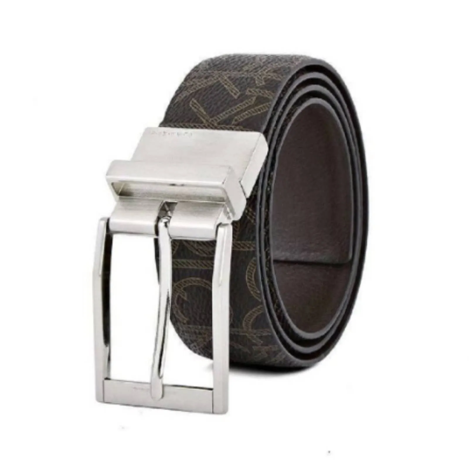 Calvin Klein Ladies Brown Monogram Reversible Twist Belt