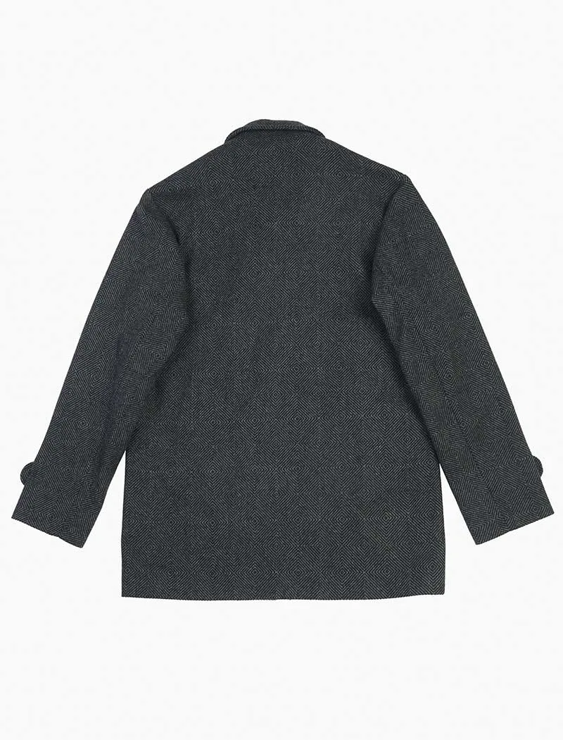 Charcoal Zigzag Wool Overcoat