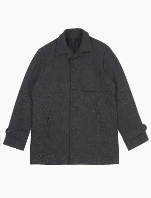 Charcoal Zigzag Wool Overcoat