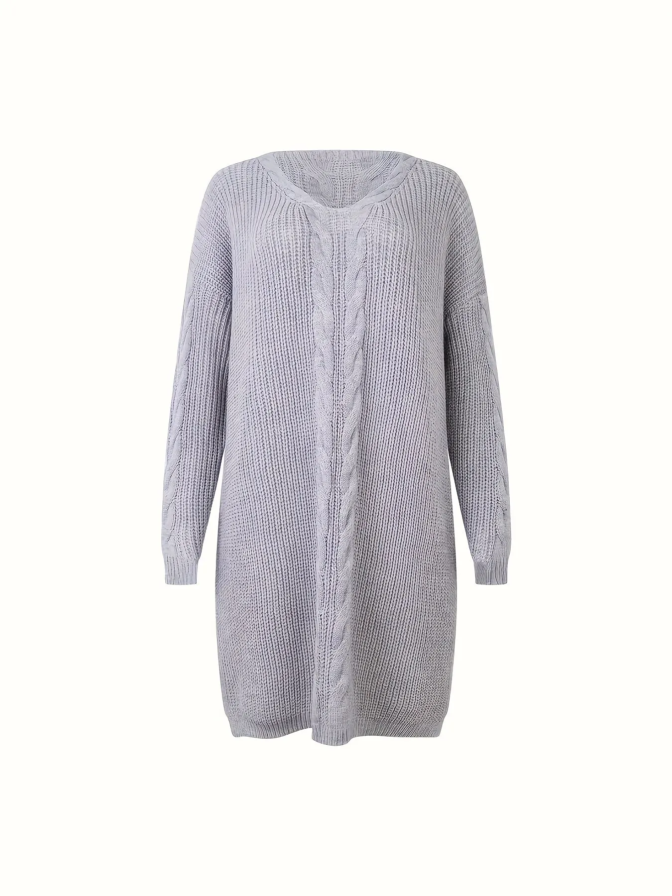 Cozy Plus Size Solid Color Cable Knitted Sweater - Women's Plus Size Sweaters for Fall & Winter - Soft, Casual, Long Sleeve Pullover with Classic Fit