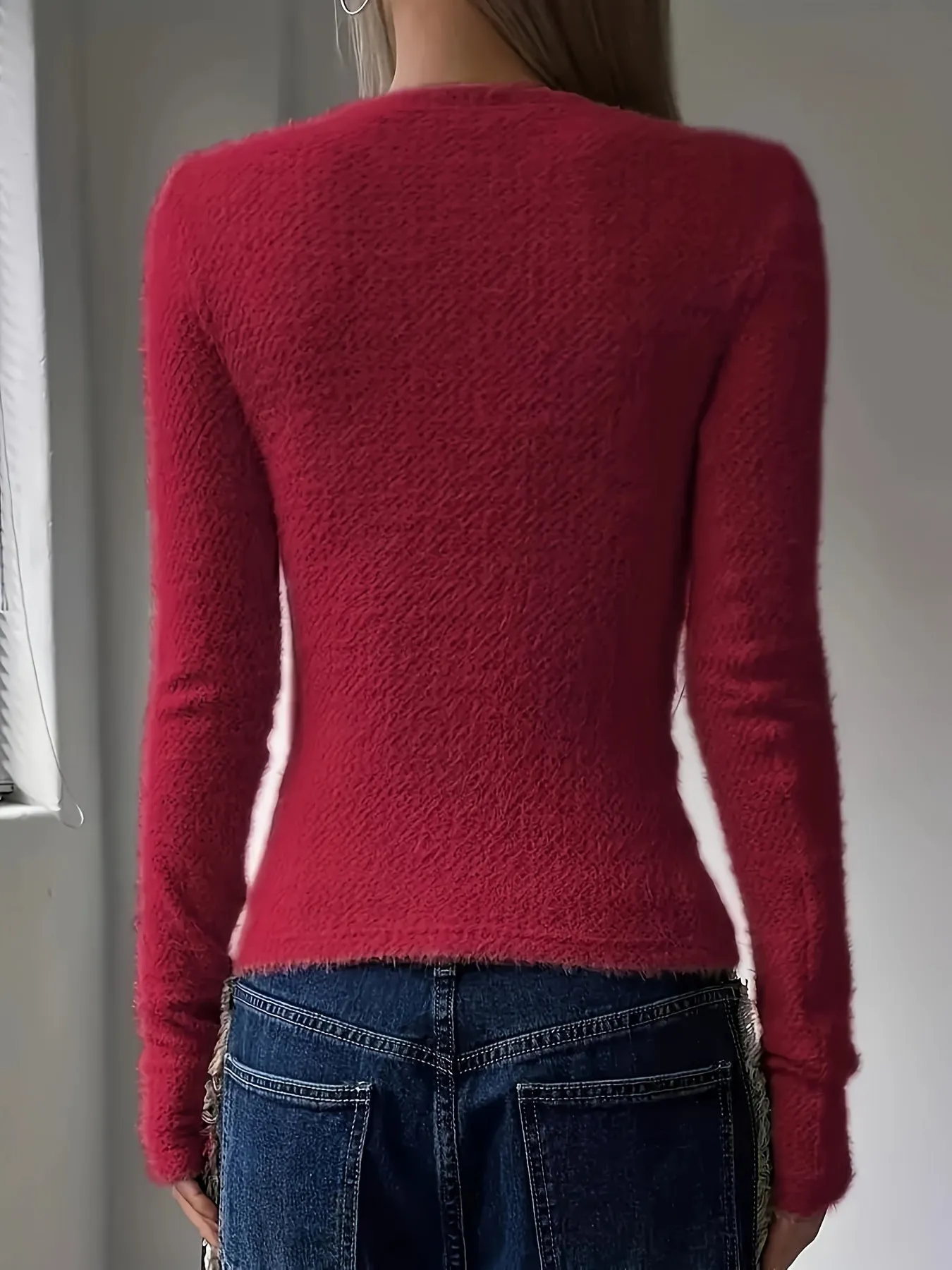 Cozy Solid Color Crew Neck Sweater - Pullovers for Women - Soft, Casual, Long Sleeve, Fall & Winter Essential, Women's Clothing for Everyday Wear