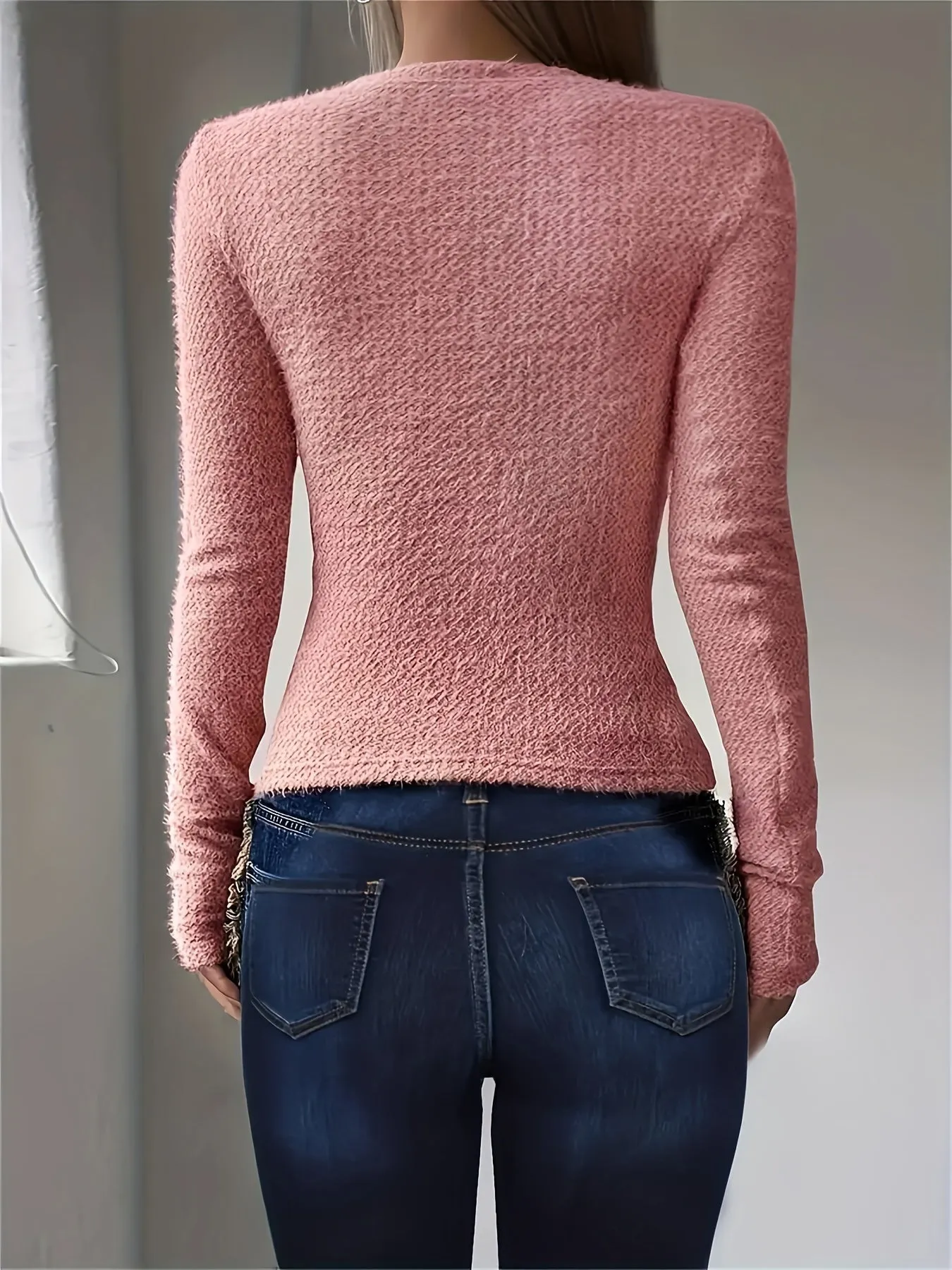 Cozy Solid Color Crew Neck Sweater - Pullovers for Women - Soft, Casual, Long Sleeve, Fall & Winter Essential, Women's Clothing for Everyday Wear