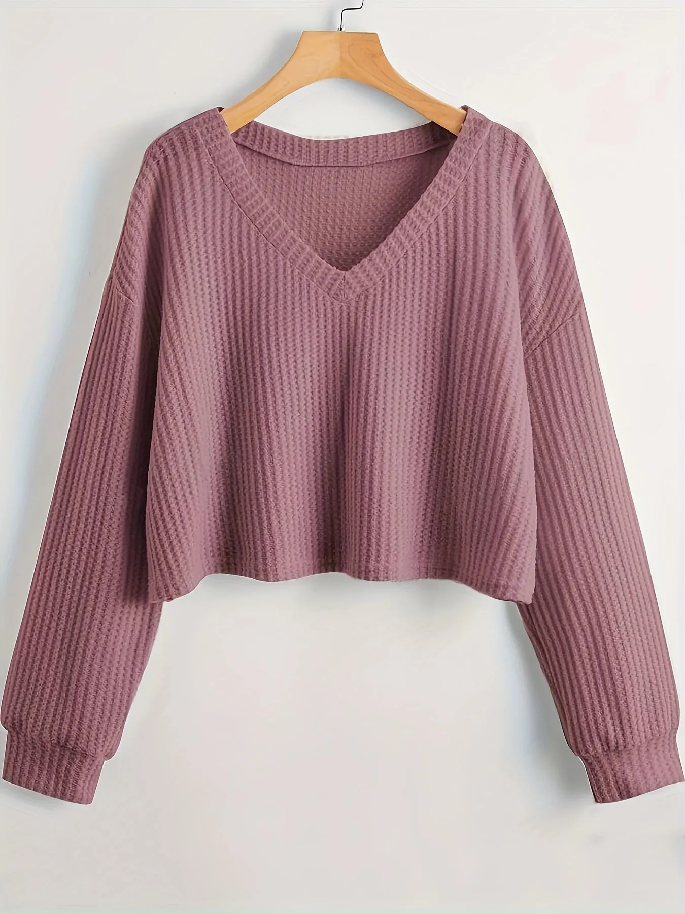 Cozy Solid Color V Neck Sweater - Pullovers for Women - Soft, Casual, Long Sleeve, Fall & Winter Essential, Comfortable Women's Clothing for Everyday Wear
