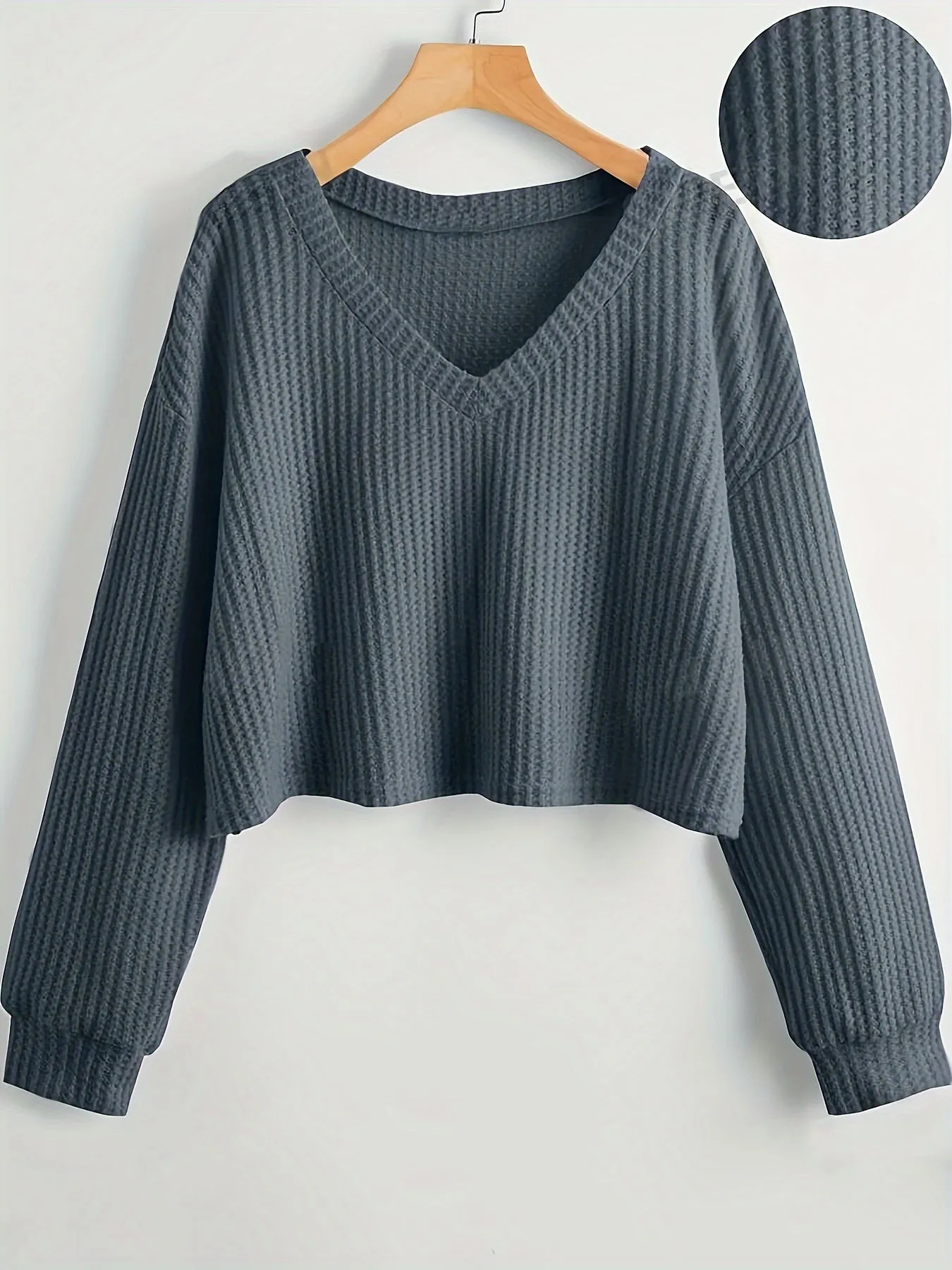 Cozy Solid Color V Neck Sweater - Pullovers for Women - Soft, Casual, Long Sleeve, Fall & Winter Essential, Comfortable Women's Clothing for Everyday Wear