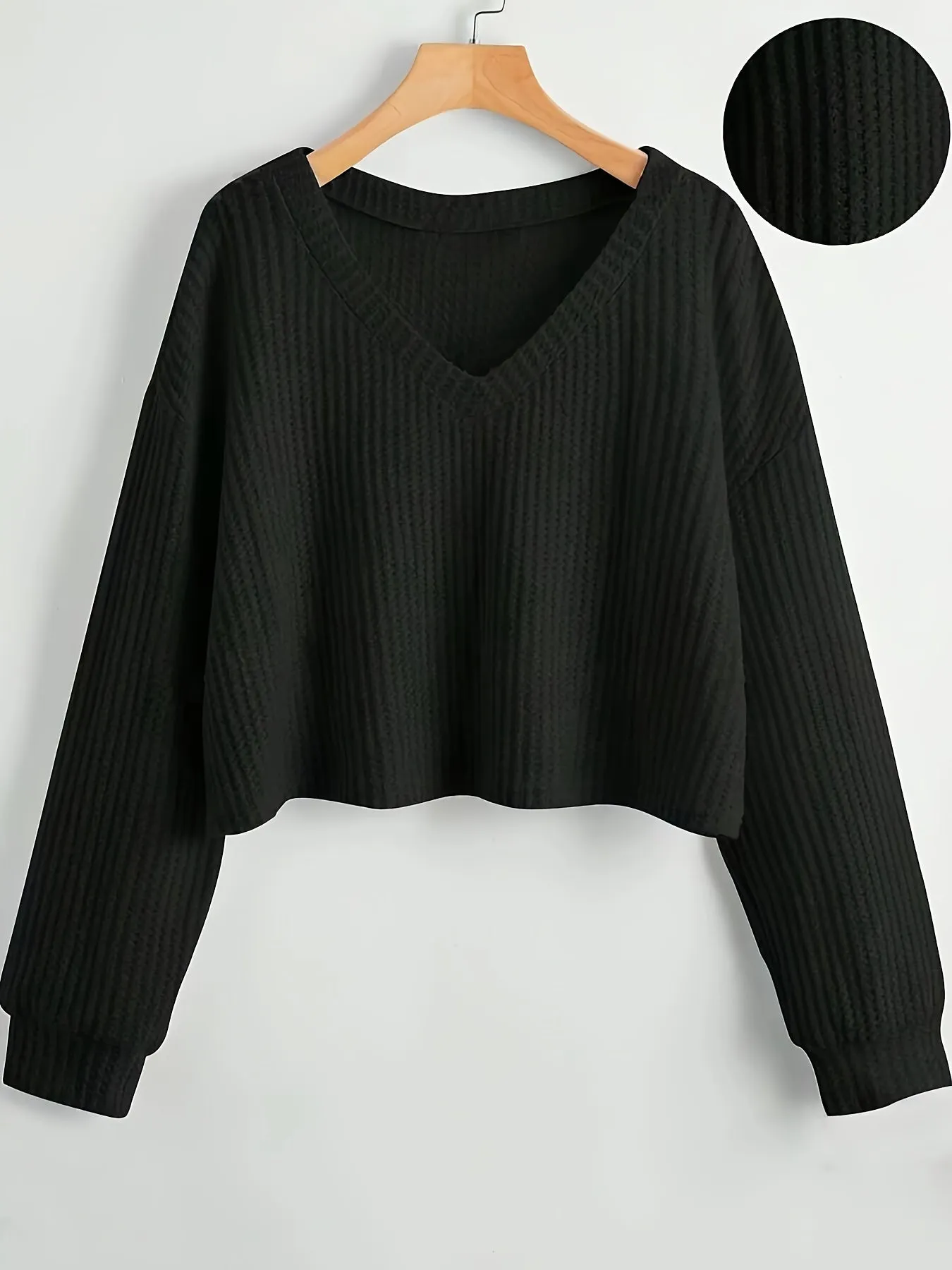 Cozy Solid Color V Neck Sweater - Pullovers for Women - Soft, Casual, Long Sleeve, Fall & Winter Essential, Comfortable Women's Clothing for Everyday Wear