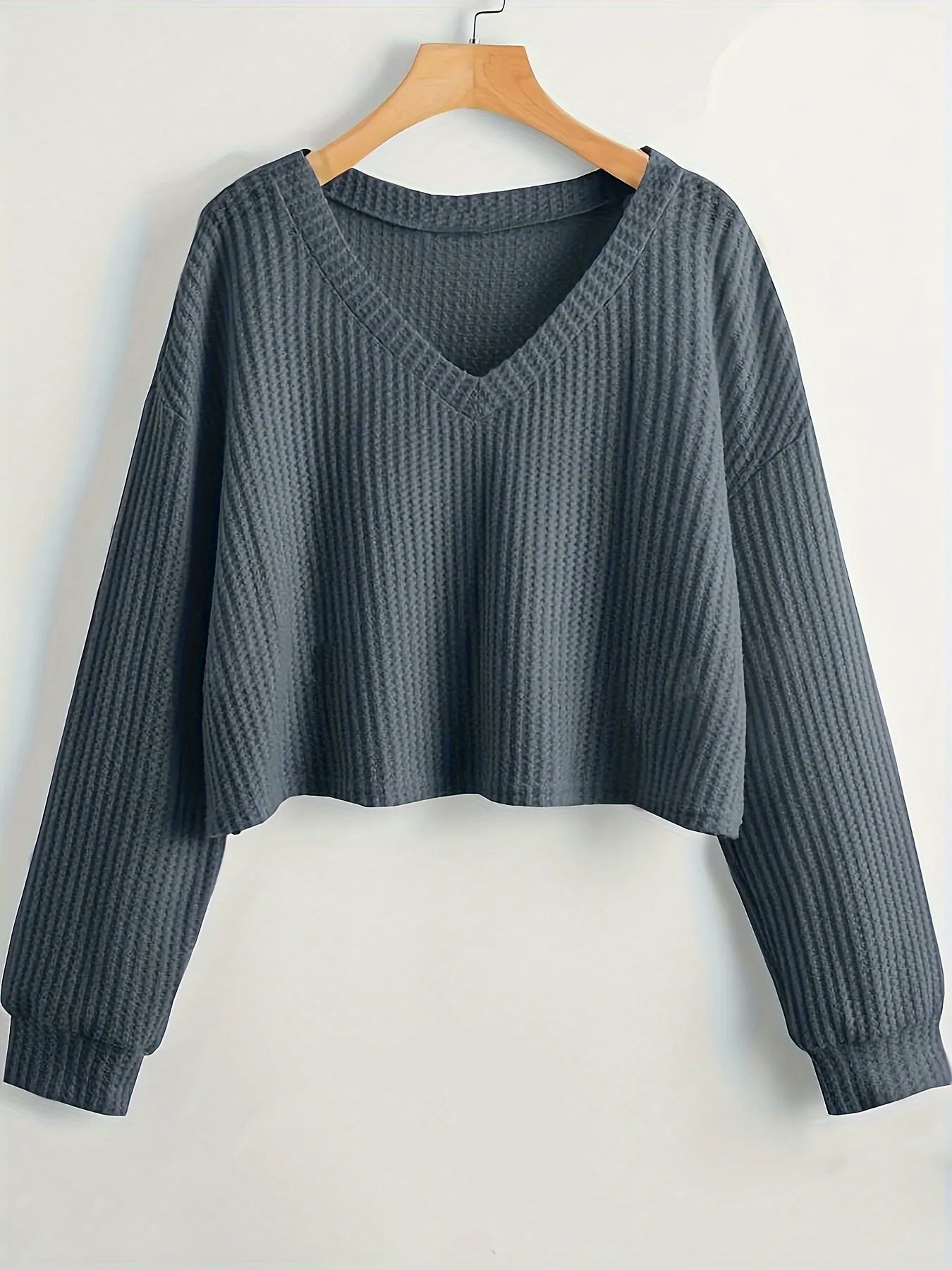 Cozy Solid Color V Neck Sweater - Pullovers for Women - Soft, Casual, Long Sleeve, Fall & Winter Essential, Comfortable Women's Clothing for Everyday Wear