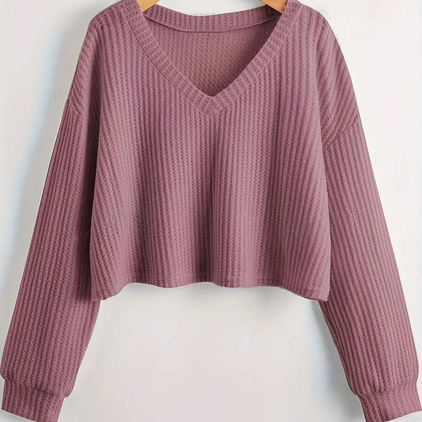 Cozy Solid Color V Neck Sweater - Pullovers for Women - Soft, Casual, Long Sleeve, Fall & Winter Essential, Comfortable Women's Clothing for Everyday Wear
