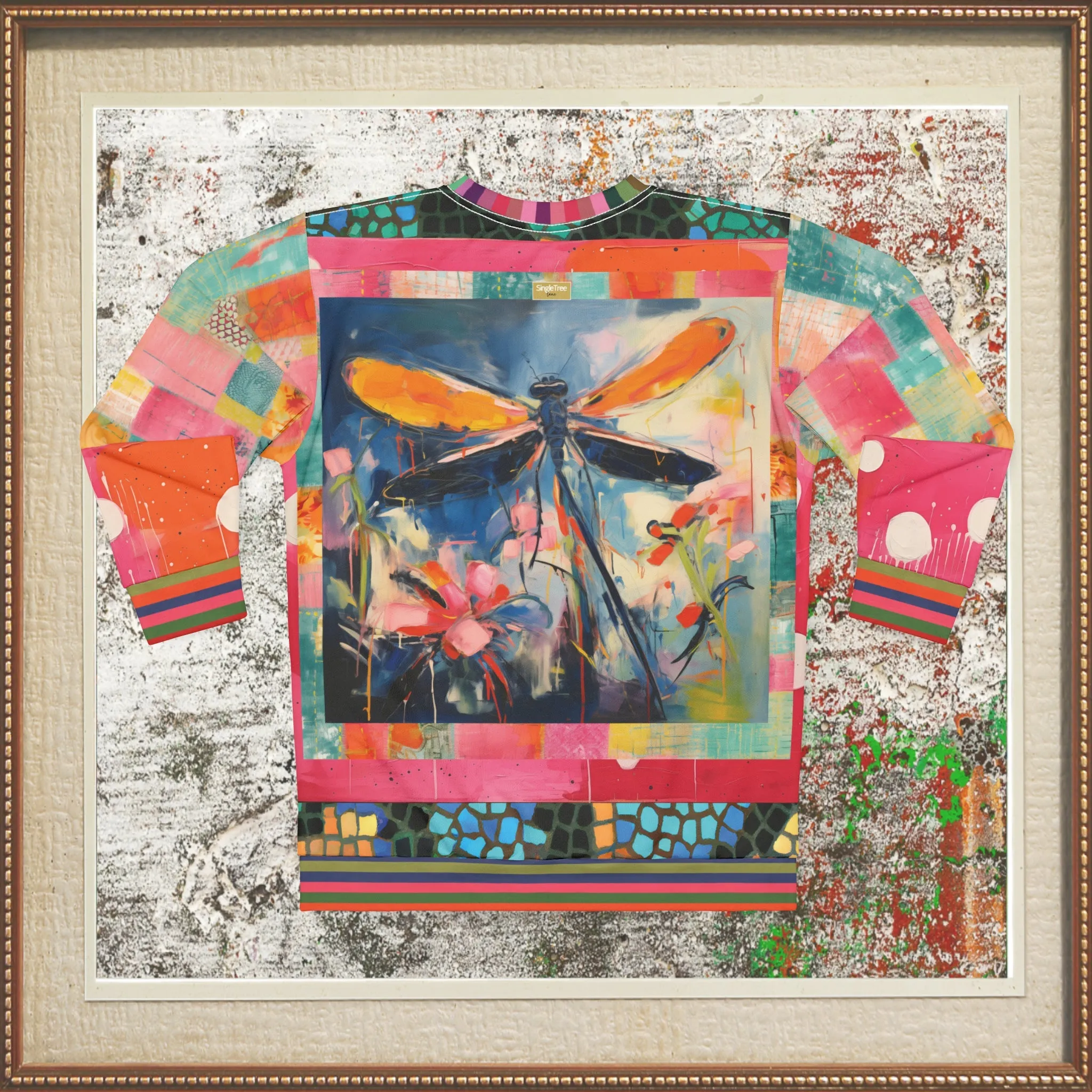 Dragonfly in Garden Floral Print Unisex Sweatshirt (Gold Label)