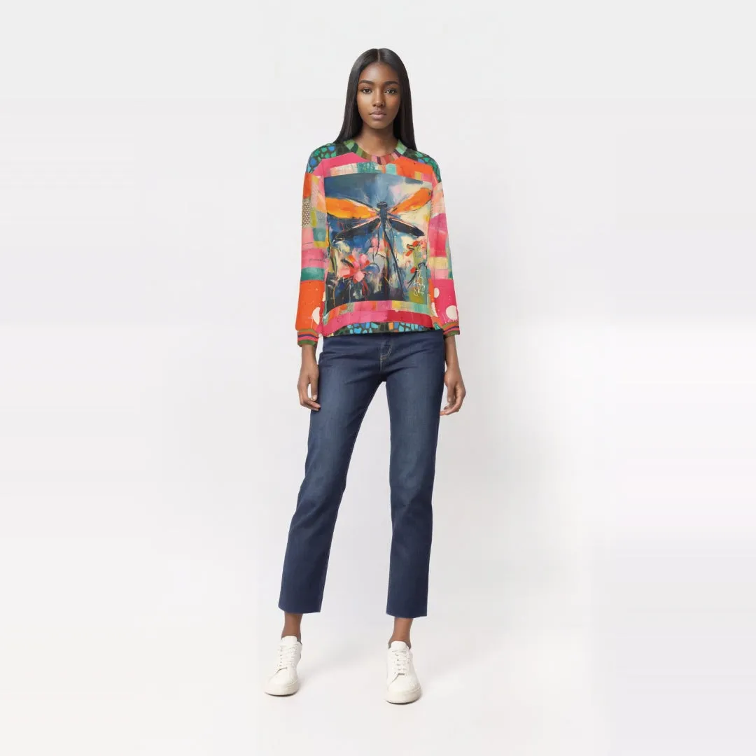 Dragonfly in Garden Floral Print Unisex Sweatshirt (Gold Label)