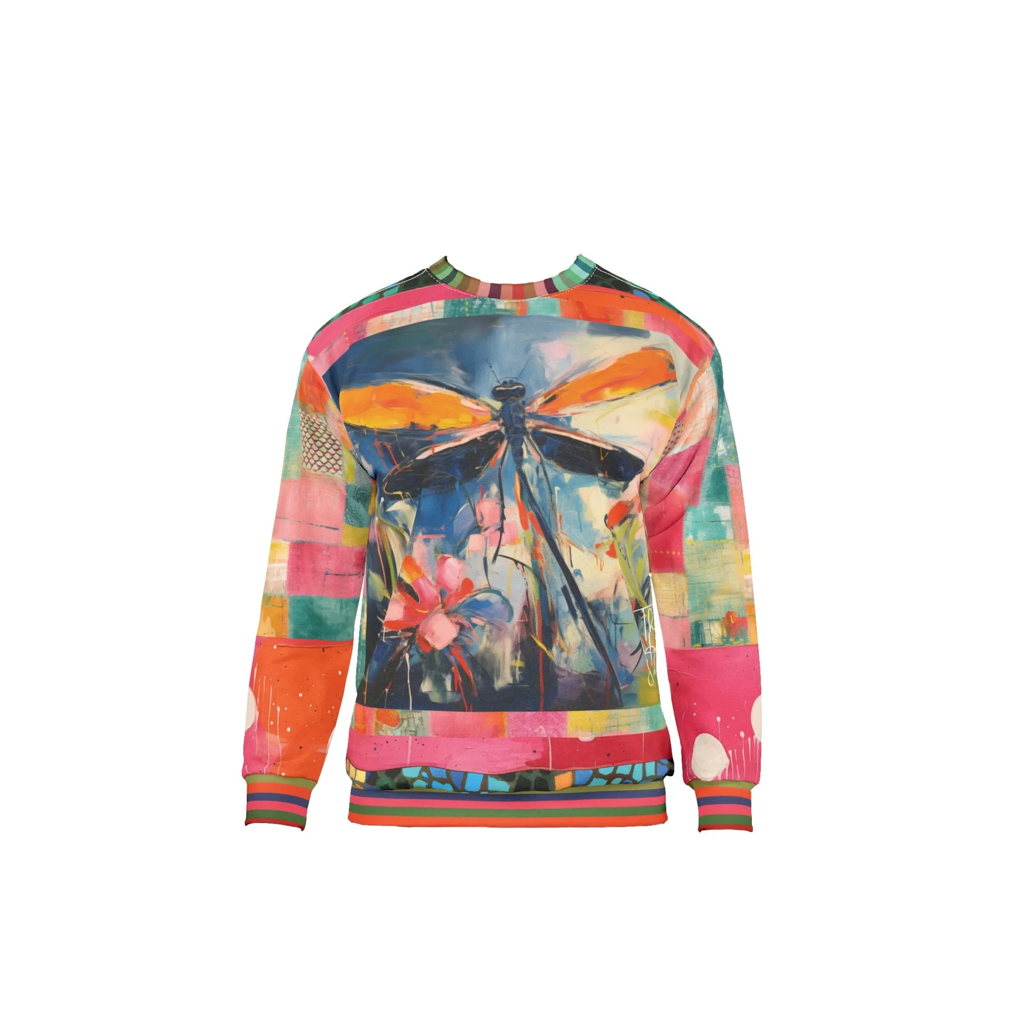 Dragonfly in Garden Floral Print Unisex Sweatshirt (Gold Label)