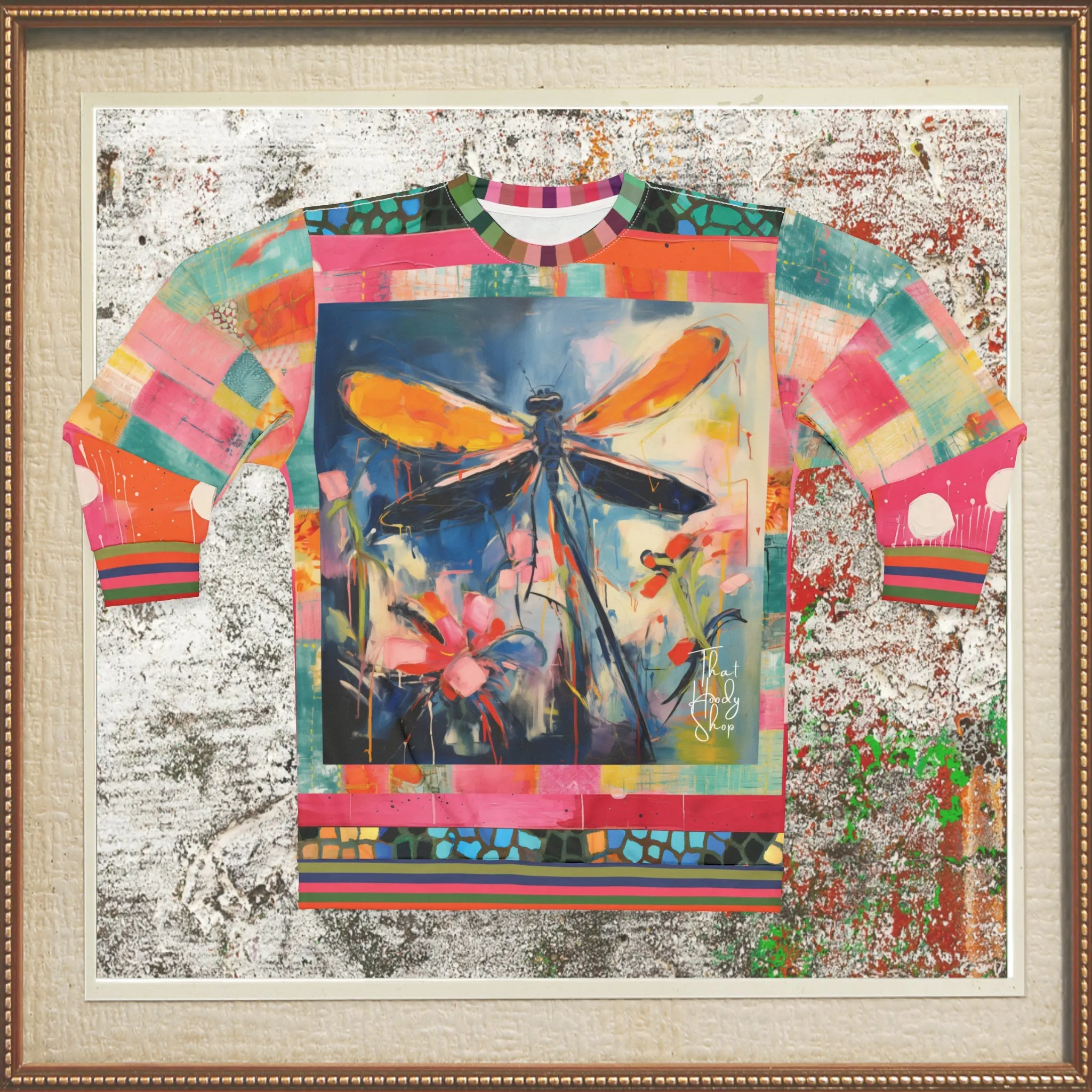 Dragonfly in Garden Floral Print Unisex Sweatshirt (Gold Label)