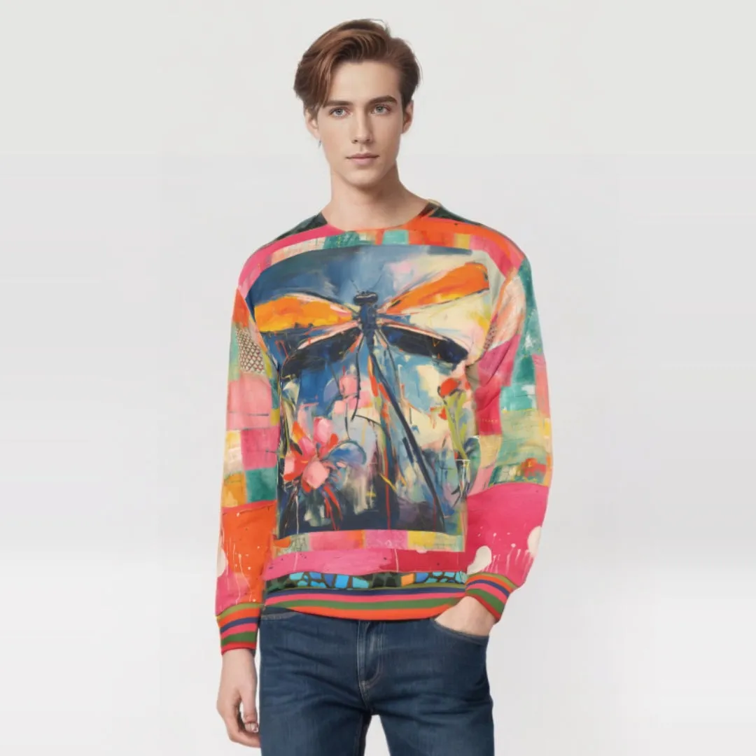 Dragonfly in Garden Floral Print Unisex Sweatshirt (Gold Label)