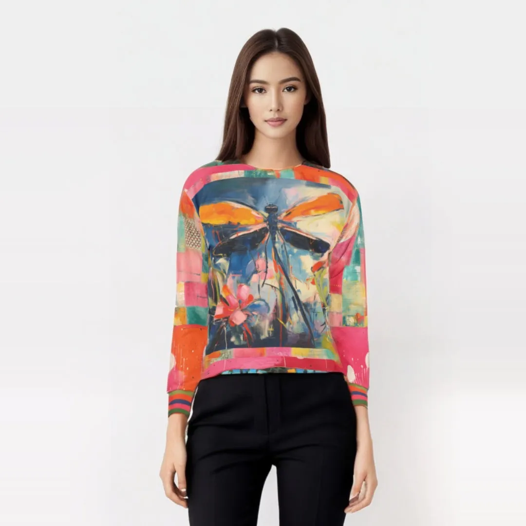 Dragonfly in Garden Floral Print Unisex Sweatshirt (Gold Label)