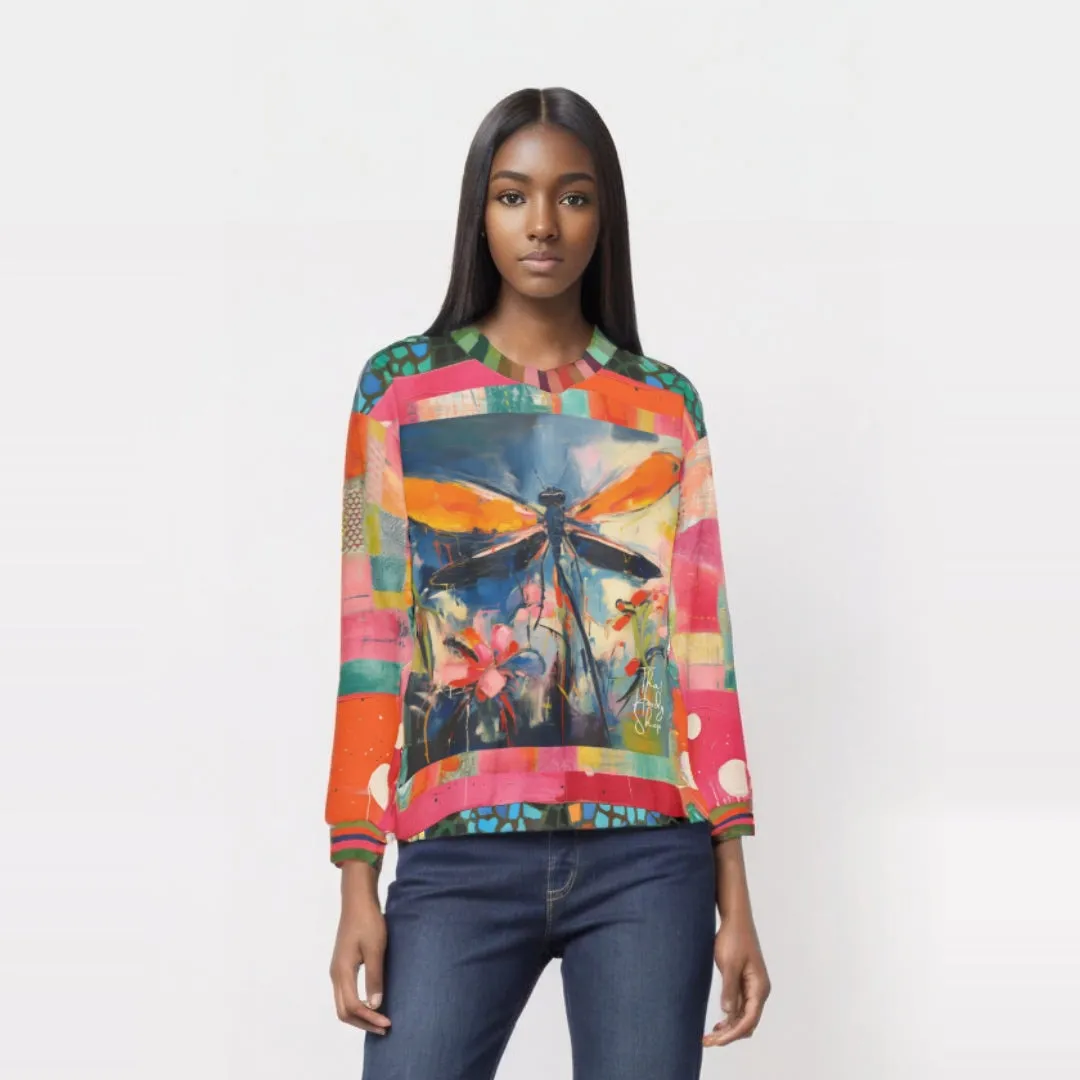 Dragonfly in Garden Floral Print Unisex Sweatshirt (Gold Label)