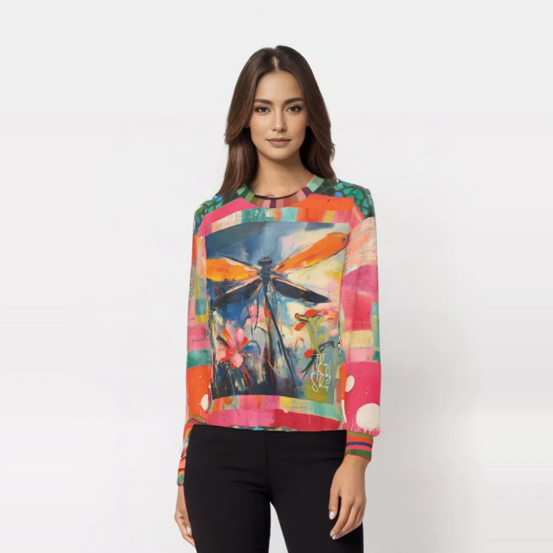Dragonfly in Garden Floral Print Unisex Sweatshirt (Gold Label)