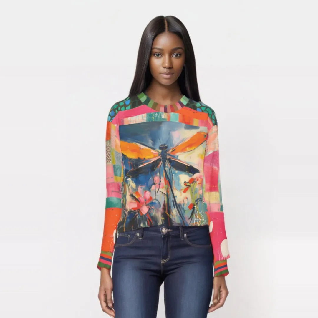 Dragonfly in Garden Floral Print Unisex Sweatshirt (Gold Label)