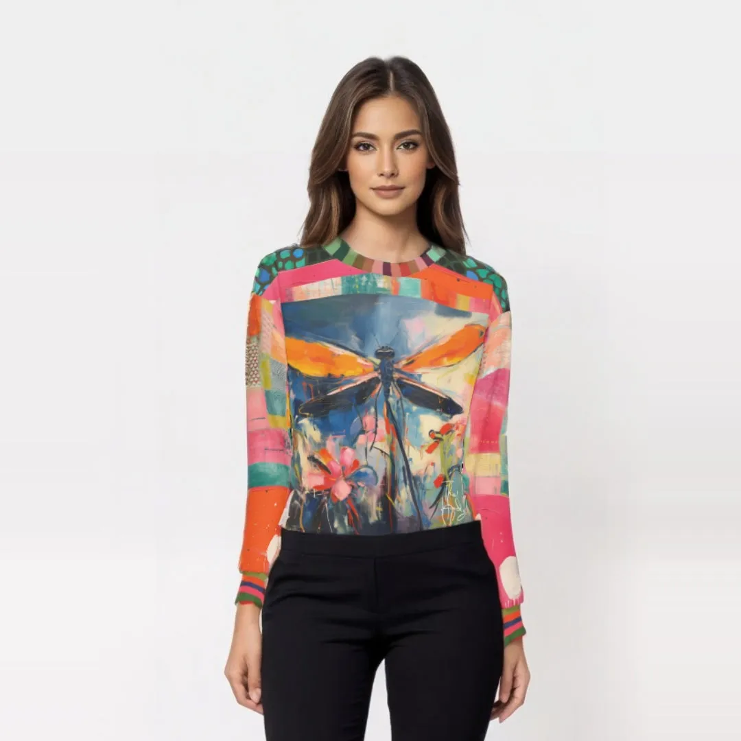Dragonfly in Garden Floral Print Unisex Sweatshirt (Gold Label)