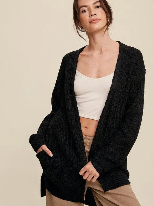 Dream Big, Start Little Open Front Cable Knit Cardigan