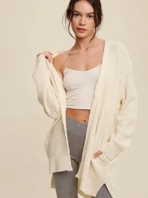 Dream Big, Start Little Open Front Cable Knit Cardigan