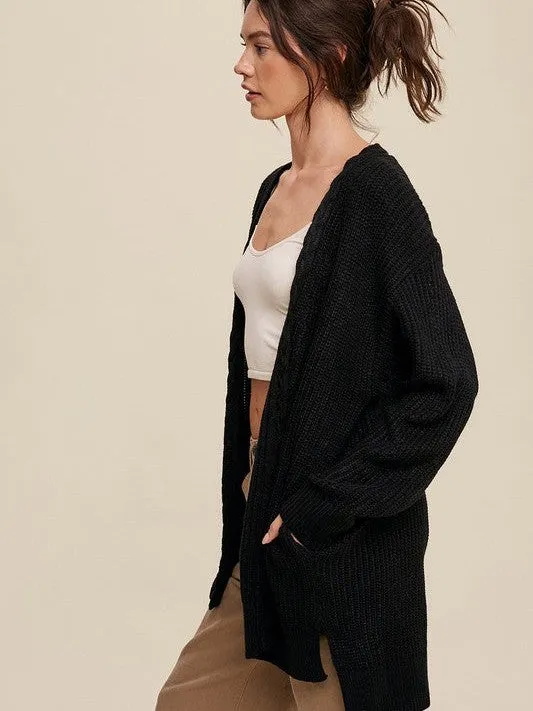 Dream Big, Start Little Open Front Cable Knit Cardigan
