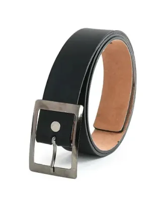Elegant Black Synthetic Solid Belts For Men