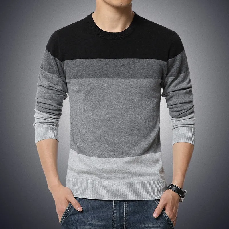 (Free Shipping)l Men's Sweater O-Neck Striped Slim Fit Knittwear 2020 Autumn Mens Sweaters Pullovers Pullover Men Pull Homme M-3XL