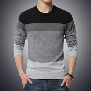 (Free Shipping)l Men's Sweater O-Neck Striped Slim Fit Knittwear 2020 Autumn Mens Sweaters Pullovers Pullover Men Pull Homme M-3XL