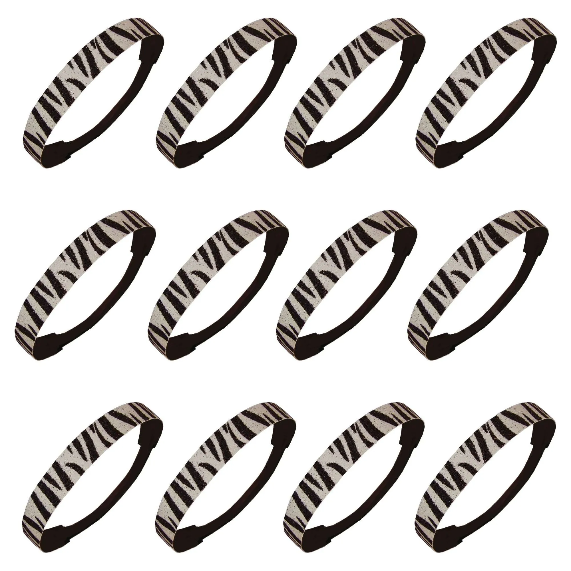 Frosty Zebra Glitter Headbands - 12 Pack