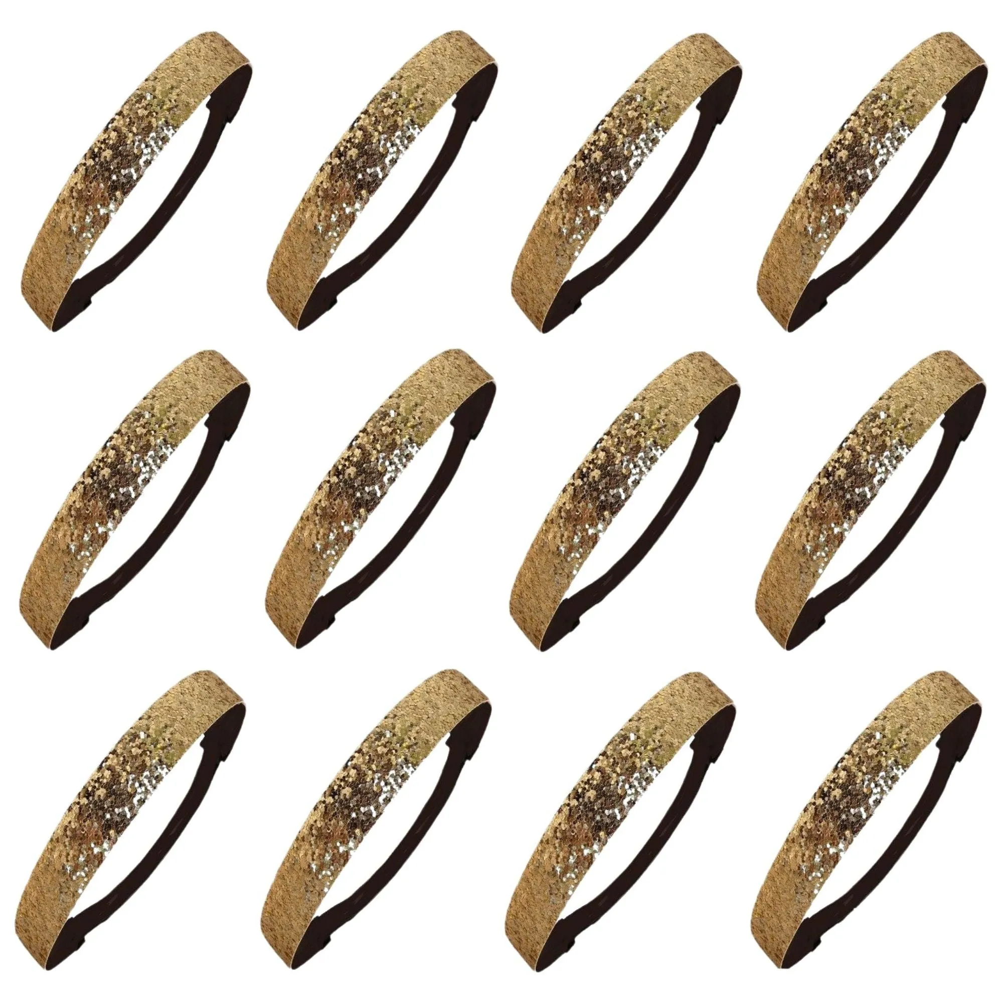 Gold Glitter Headbands - 12 Pack