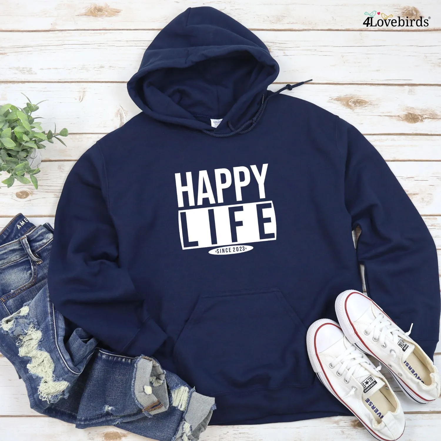 Happy Wife Happy Life Couple Matching Hoodie, Vow renewal ceremony. Hubby Wifey Anniversary / Wedding Custom Gift. Relationship Announcement