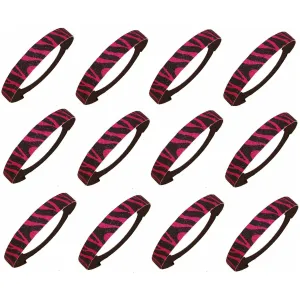 Hot Pink Zebra Glitter Headbands - 12 Pack
