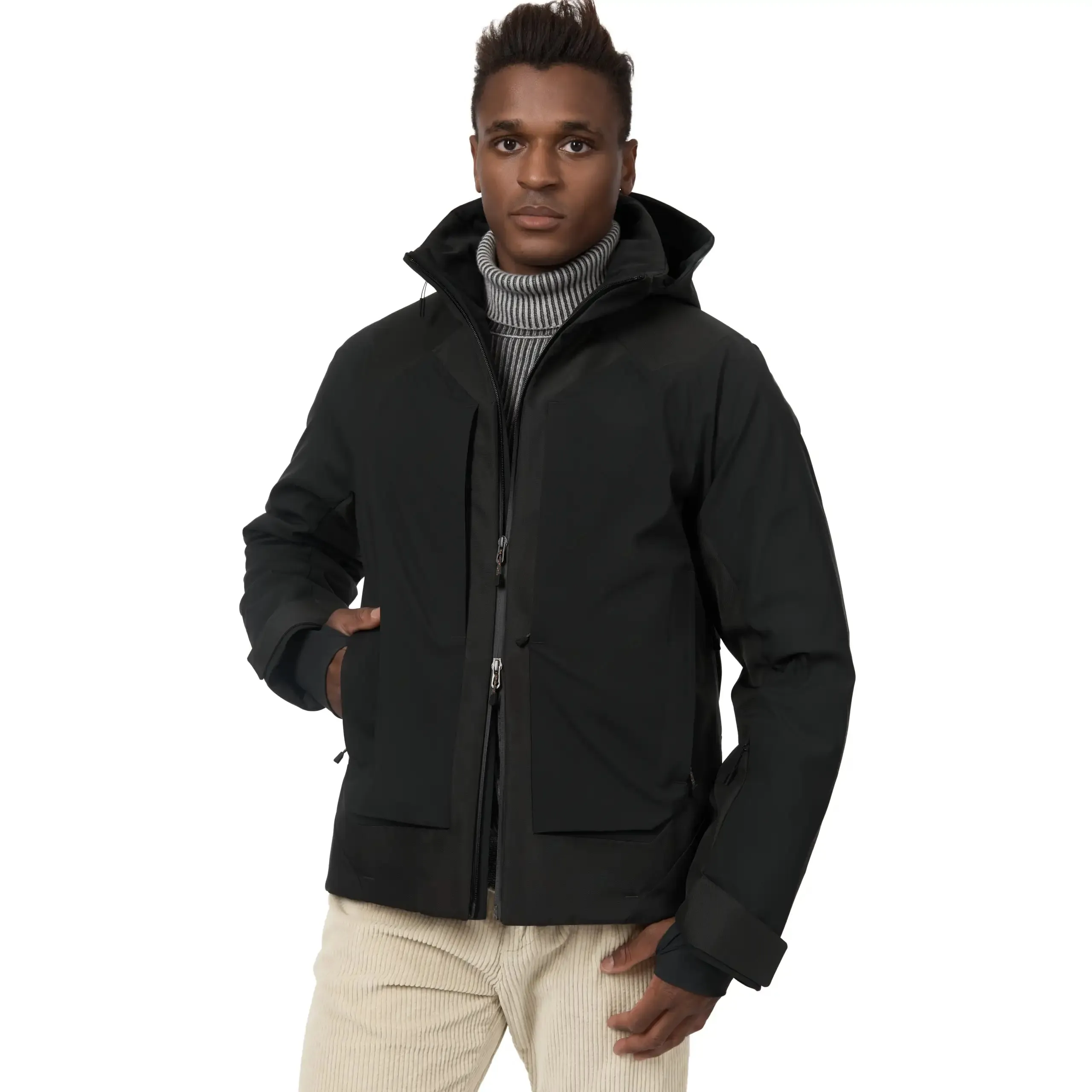 Insulated Stretch Wool and Nylon Hooded Ski Jacket in Bottle Green