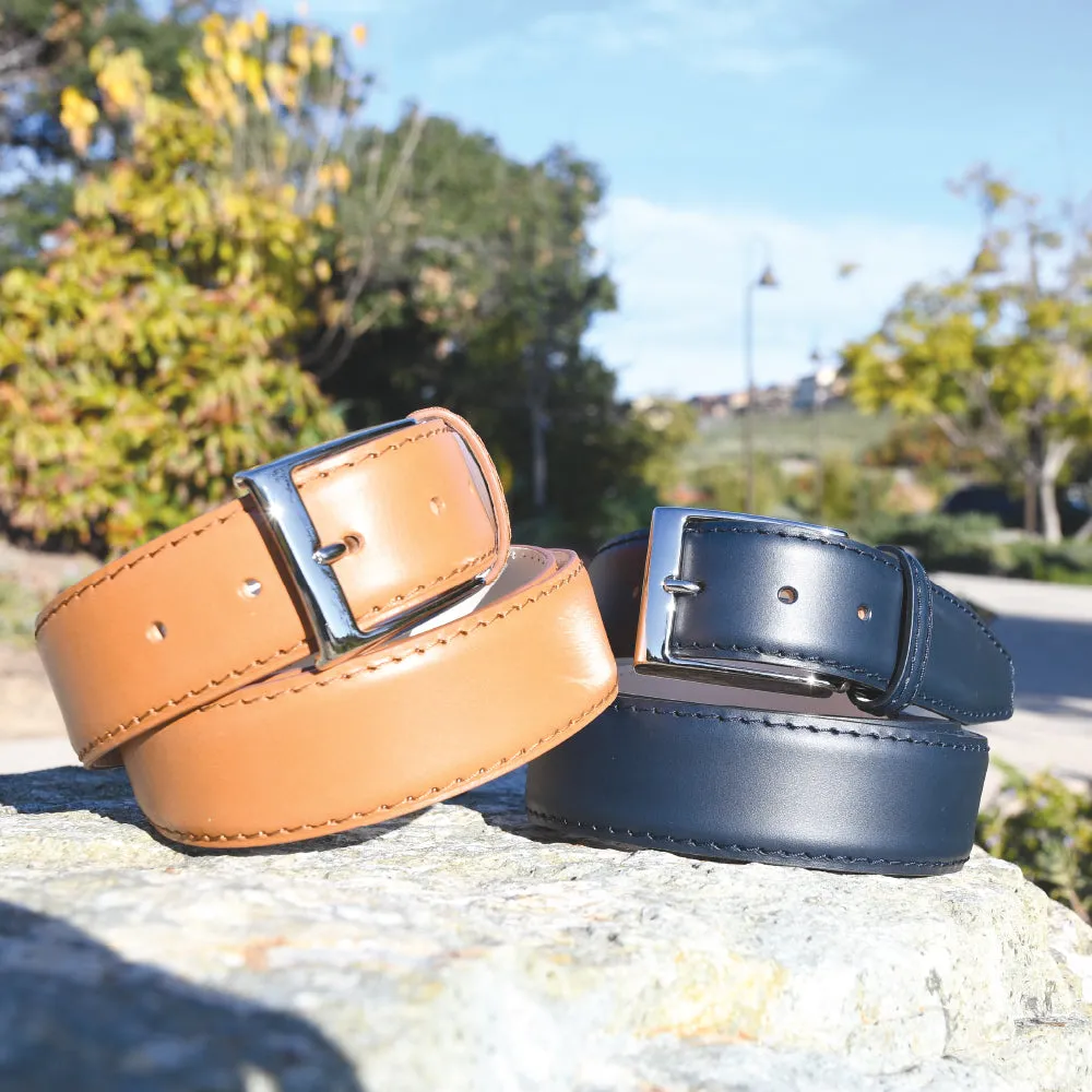 Italian Matte Calf Skin Belt - Navy