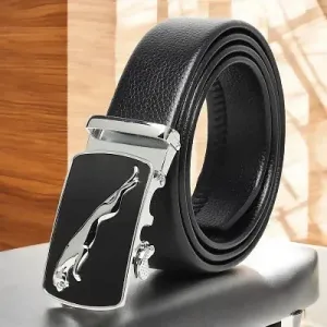 Jag Black Silver Artificial Leather Belt For Men Best Valentine gift in leather