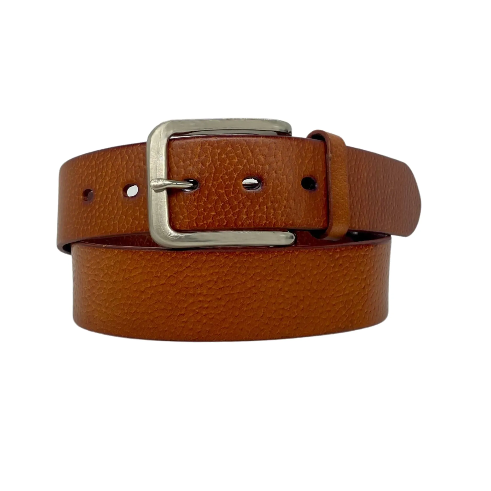 JARROD - Light Tan Genuine Leather Belt with Silver Buckle