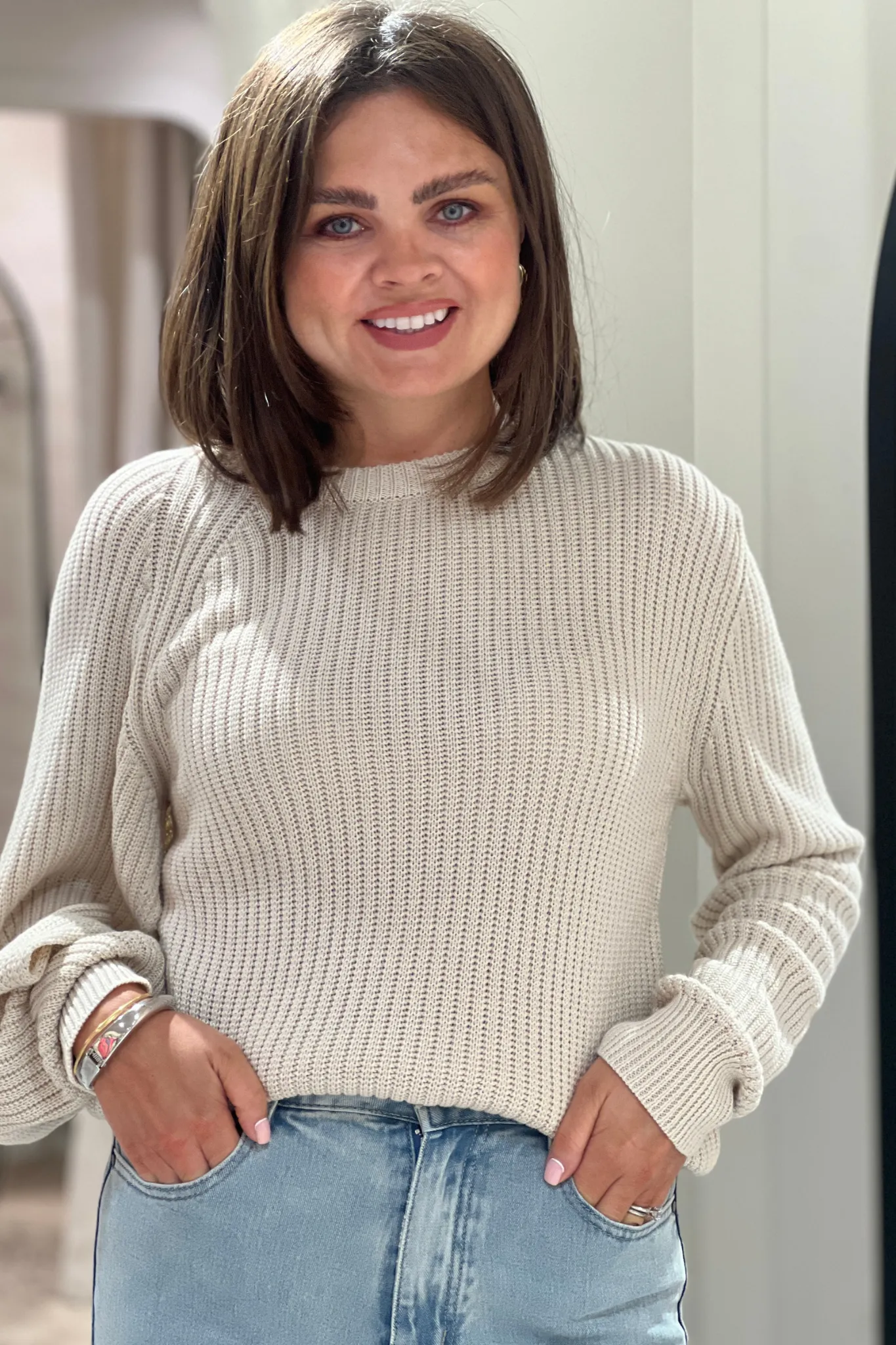 Jasmine Open Sleeve Jumper In Cream