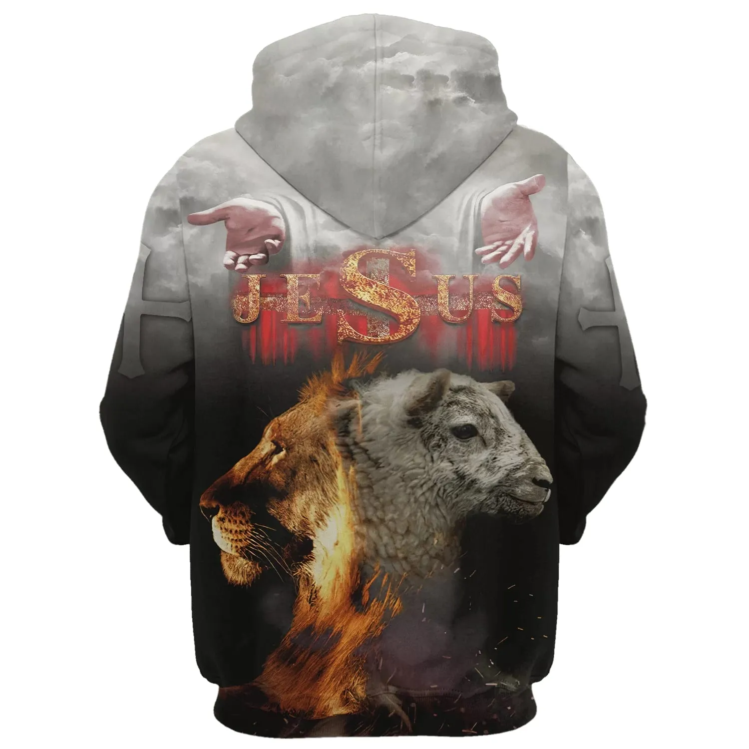 Jesus Lion And Lamb - The Hand Of Jesus Hoodie - Men & Women Christian Hoodie - 3D Printed Hoodie