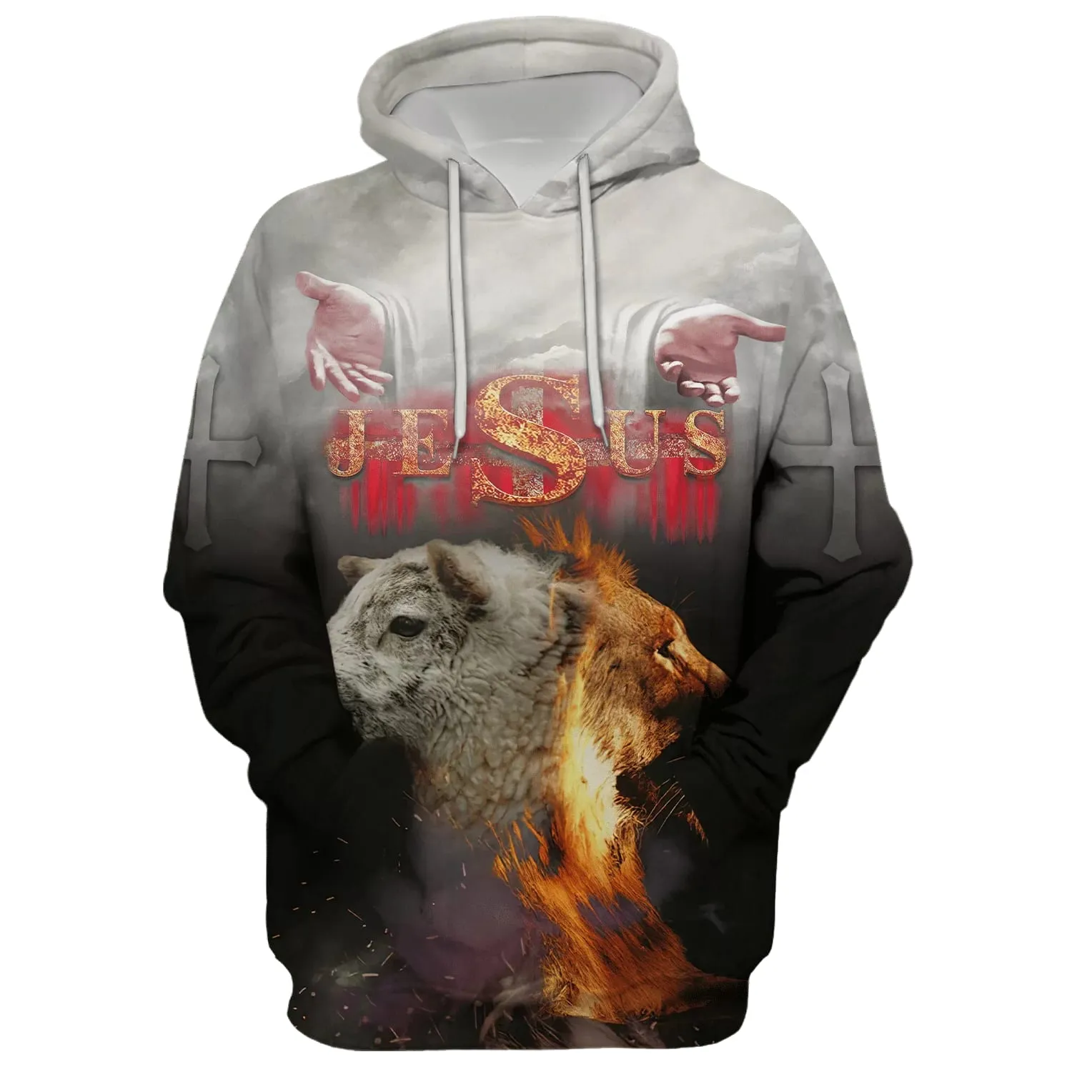 Jesus Lion And Lamb - The Hand Of Jesus Hoodie - Men & Women Christian Hoodie - 3D Printed Hoodie