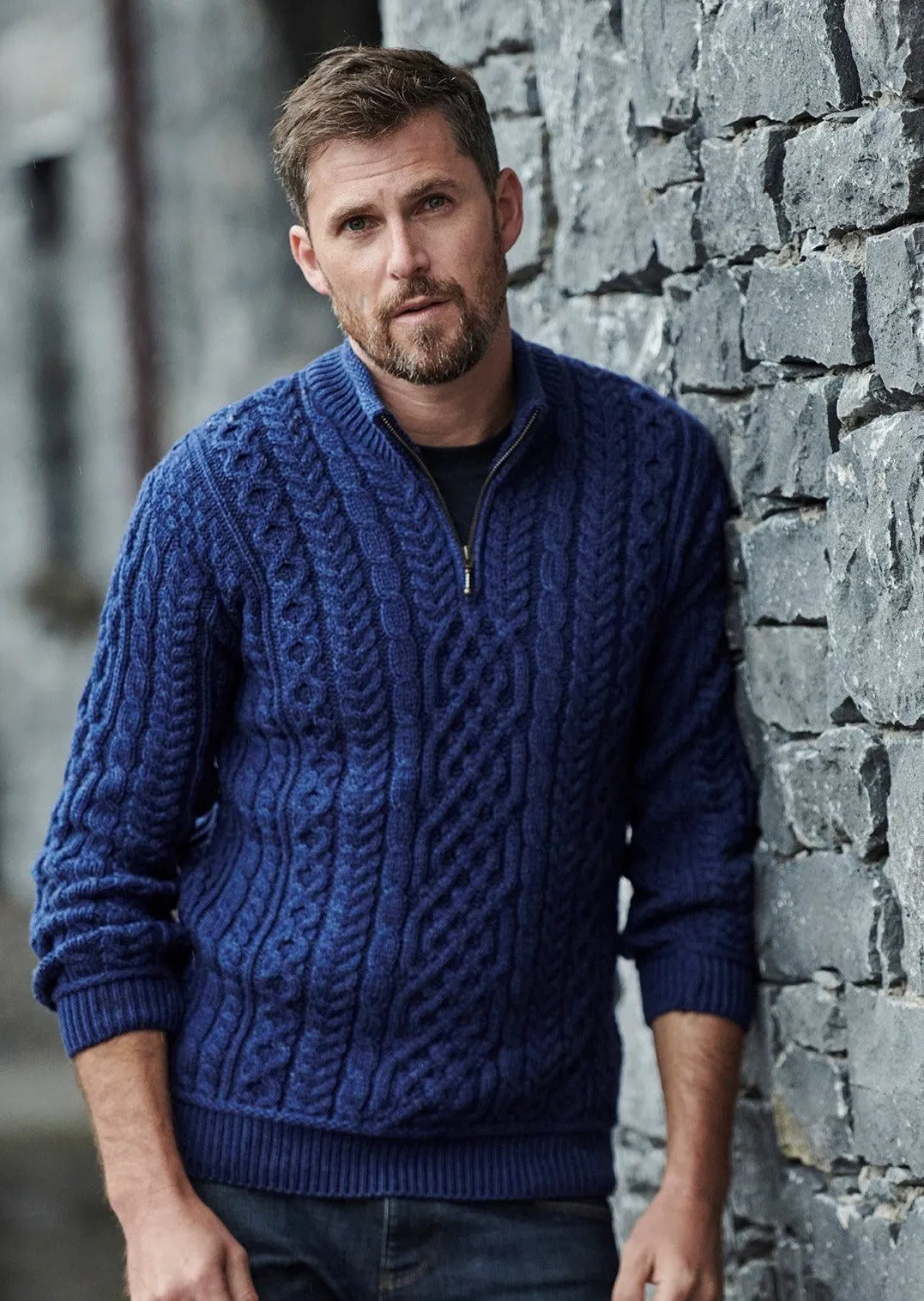 Lackaun Mens Half Aran Troyer Sweater | Clearance
