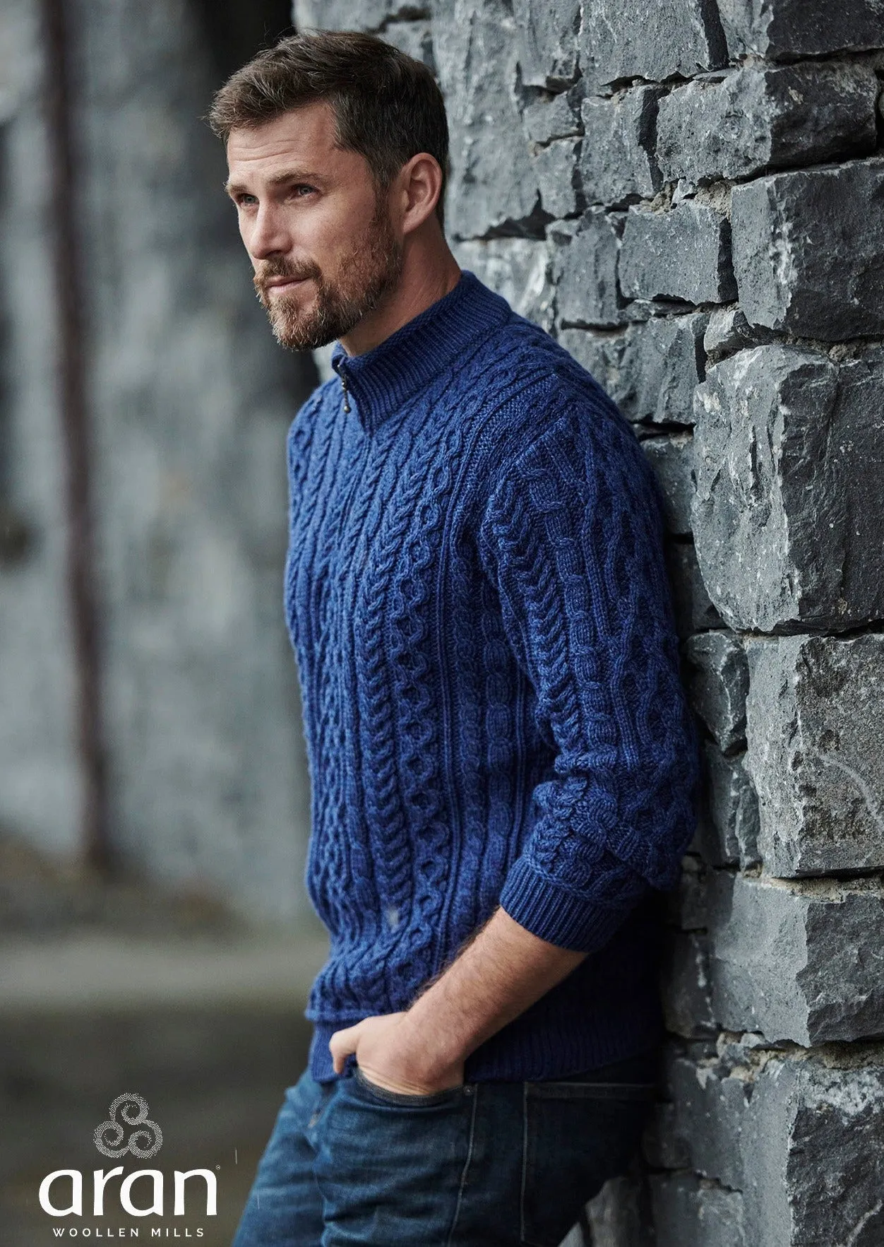 Lackaun Mens Half Aran Troyer Sweater | Clearance
