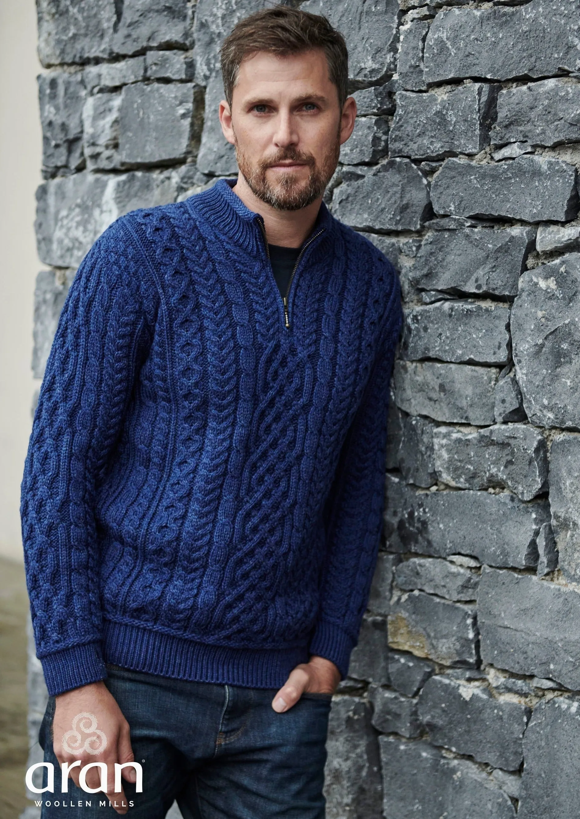 Lackaun Mens Half Aran Troyer Sweater | Clearance