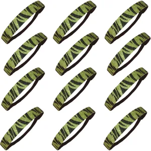 Lime Zebra Glitter Headbands - 12 Pack