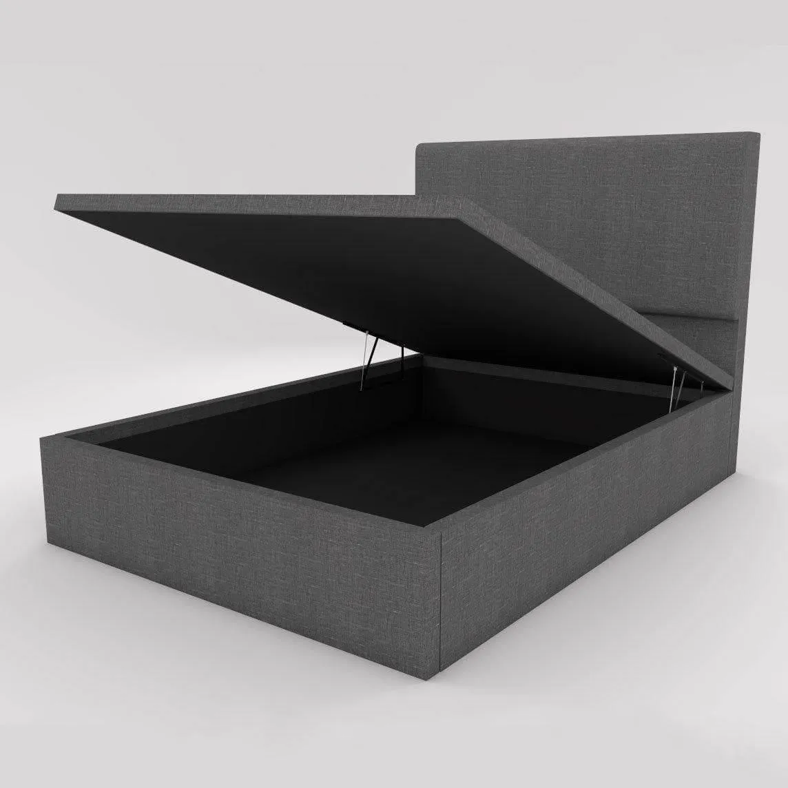 Manovel Grey Fabric Storage Bed (Water Repellent)   Somnuz® Luxe Hybrid Cooling Mattress