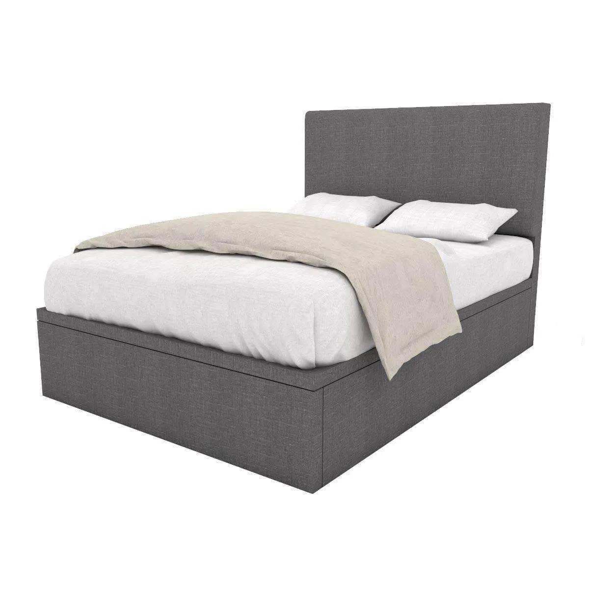 Manovel Grey Fabric Storage Bed (Water Repellent)   Somnuz® Luxe Hybrid Cooling Mattress