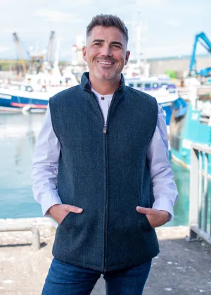 Men's Full Zip Navy Tweed Body Warmer