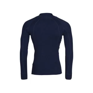 Mens Merino Wool Zip Neck - Navy Marle