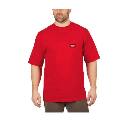 Milwaukee 601R-XL Heavy Duty Pocket T-Shirt (601), Short Sleeve, Red, XL